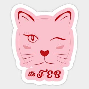 Cat in February Sticker